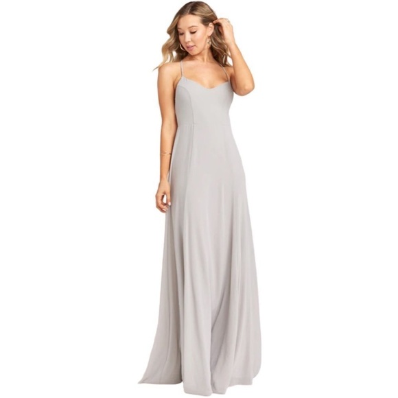 Show Me Your Mumu Godshaw Goddess Gown in Dove Grey Chiffon NWT/poly Size xxs/m - Picture 2 of 9